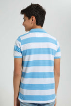 Load image into Gallery viewer, Redtag-Blue-Stripe-Polo-Polo-Shirts-Senior-Boys-9 to 14 Years
