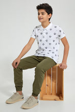 Load image into Gallery viewer, Redtag-White-Tiger-Face-Aop-Polo-Polo-Shirts-Senior-Boys-9 to 14 Years
