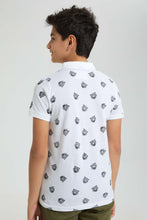 Load image into Gallery viewer, Redtag-White-Tiger-Face-Aop-Polo-Polo-Shirts-Senior-Boys-9 to 14 Years
