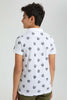 Redtag-White-Tiger-Face-Aop-Polo-Polo-Shirts-Senior-Boys-9 to 14 Years