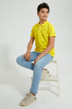 Load image into Gallery viewer, Redtag-Yellow-Scooty-Bike-Aop-Polo-Polo-Shirts-Senior-Boys-9 to 14 Years

