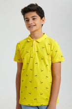 Load image into Gallery viewer, Redtag-Yellow-Scooty-Bike-Aop-Polo-Polo-Shirts-Senior-Boys-9 to 14 Years
