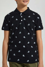 تنزيل الصورة على معرض الصور، Redtag-Black-Sneakers-Aop-Aop-Polo-Polo-Shirts-Senior-Boys-9 to 14 Years
