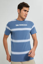 Load image into Gallery viewer, Redtag-Blue-Striper-T-Shirt-Striped-Men&#39;s-
