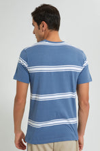 Load image into Gallery viewer, Redtag-Blue-Striper-T-Shirt-Striped-Men&#39;s-
