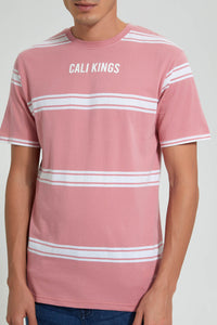 Redtag-Pink-Striper-T-Shirt-Striped-Men's-