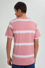 Load image into Gallery viewer, Redtag-Pink-Striper-T-Shirt-Striped-Men&#39;s-
