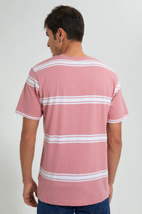 Redtag-Pink-Striper-T-Shirt-Striped-Men's-