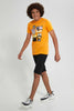 Redtag-Black-Pique-Active-Short-Active-Shorts-Senior-Boys-9 to 14 Years