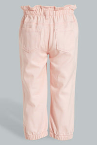 Redtag-Pink-Coloured-Denim-Jogger-Jeans-Baggy-Fit-Infant-Girls-3 to 24 Months