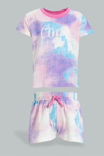 Load image into Gallery viewer, Redtag-Lilac-Tie-Die-Jesrey-Top-And-Bottom-Set-Sets-Infant-Girls-3 to 24 Months
