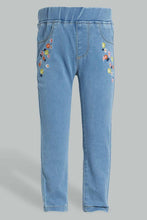 Load image into Gallery viewer, Redtag-Lightwash-Embroideredroidered-Jegging-Jeggings-Infant-Girls-3 to 24 Months
