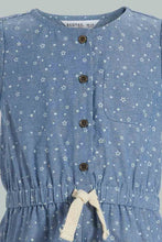 Load image into Gallery viewer, Redtag-Blue-Cpa-Sleeves-Printed-Chambray-Dungree-Jumpsuits-Infant-Girls-3 to 24 Months
