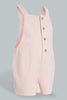 Redtag-Pink-Denim-Coloured-Dungree-Jumpsuits-Infant-Girls-3 to 24 Months