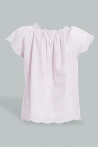 Redtag-Lilac-Schiffly-Top-With-Lino-Dobby-Skirt-Colour:Lilac,-Filter:Infant-Girls-(3-to-24-Mths),-Infant-Girls-Sets,-New-In,-New-In-ING,-Non-Sale,-S22B,-Section:Kidswear-Infant-Girls-3 to 24 Months