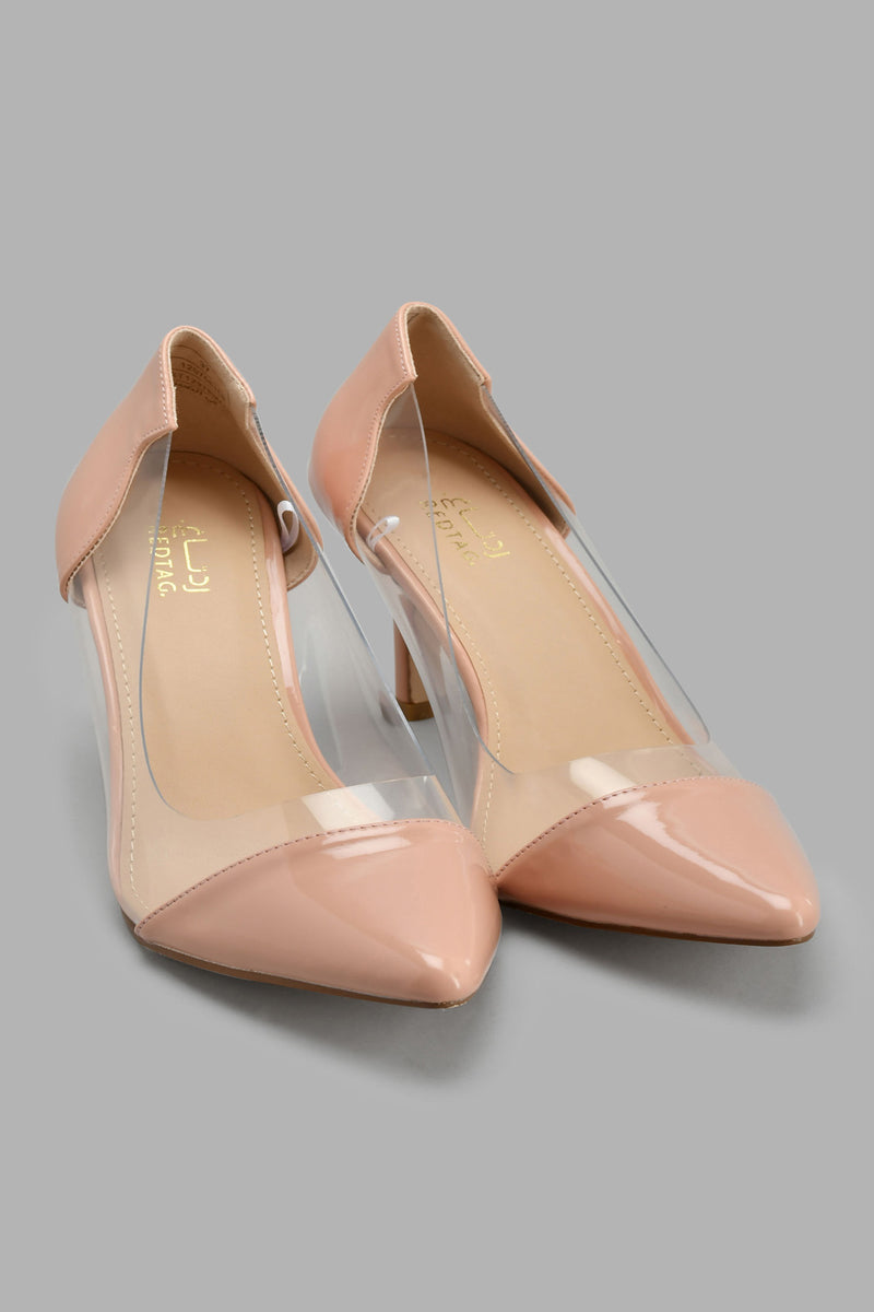 Redtag-Pink-Patent-Vinyl-Court-Court-Shoes-Women's-