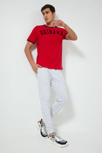 Redtag-Red-Okinawa-T-Shirt-Graphic-Prints-Men's-