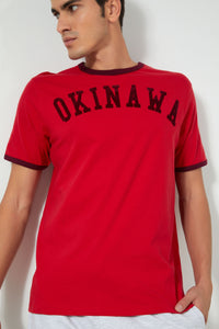 Redtag-Red-Okinawa-T-Shirt-Graphic-Prints-Men's-