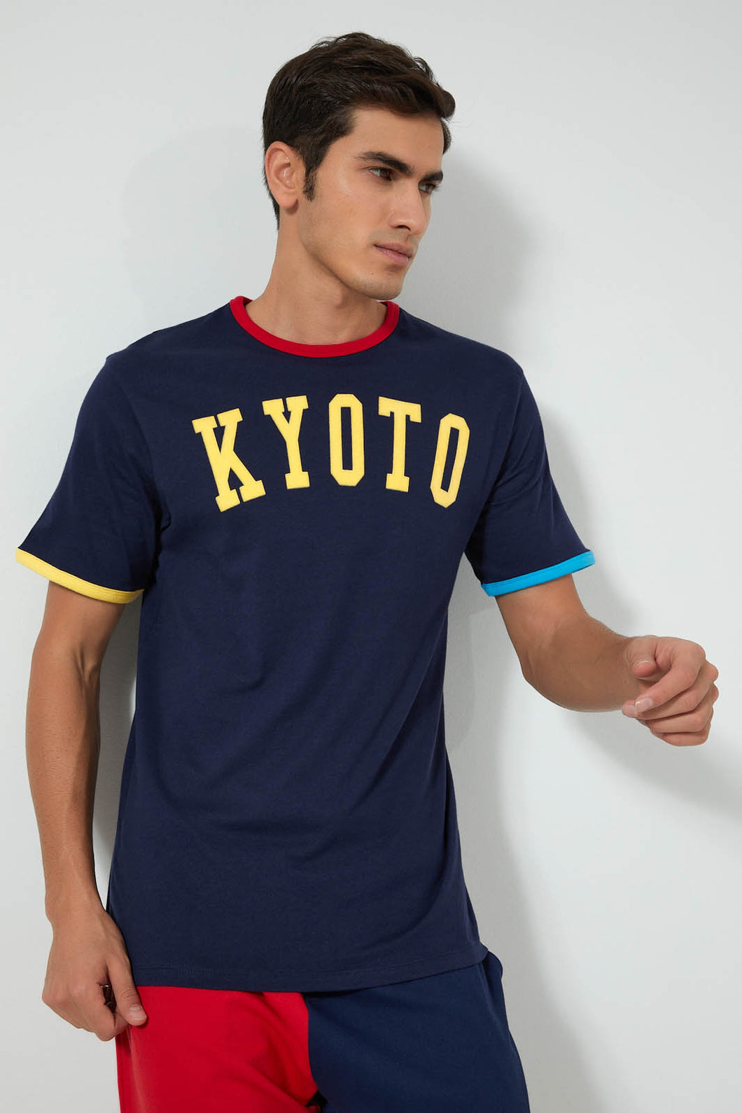 Redtag-Navy-Kyoto-T-Shirt-Graphic-Prints-Men's-