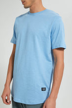 تنزيل الصورة على معرض الصور، Redtag-Blue-Long-Length-Scoop-Heim-T-Shirt-Graphic-Prints-Men&#39;s-
