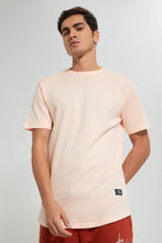 Load image into Gallery viewer, Redtag-Pink-Long-Length-Scoop-Heim-T-Shirt-Graphic-Prints-Men&#39;s-
