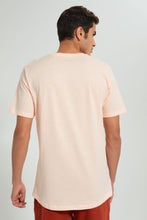 Load image into Gallery viewer, Redtag-Pink-Long-Length-Scoop-Heim-T-Shirt-Graphic-Prints-Men&#39;s-
