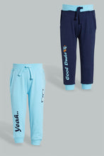 تنزيل الصورة على معرض الصور، Redtag-Navy-And-Blue-Active-Pant-(2-Pack)-Joggers-Infant-Boys-3 to 24 Months
