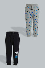 تنزيل الصورة على معرض الصور، Redtag-Black-And-Grey-Printed-Active-Pants-(2-Pack)-Joggers-Infant-Boys-3 to 24 Months
