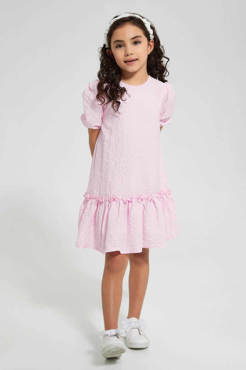 Redtag-Pink-Jacquard-Knit-Dress-Colour:Pink,-Filter:Girls-(2-to-8-Yrs),-Girls-Dresses,-New-In,-New-In-GIR,-Non-Sale,-S22B,-Section:Kidswear-Girls-2 to 8 Years