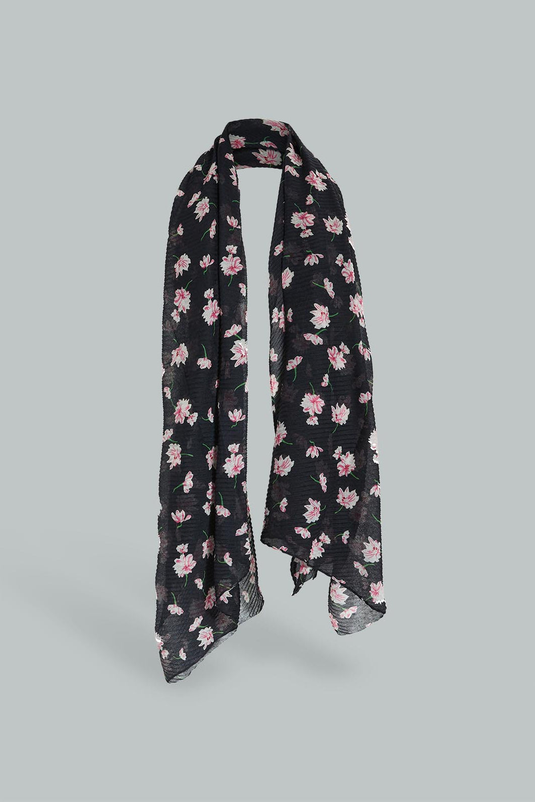 Redtag-Black-Grilled-Printed-Scarf-Fashion-Scarves-Women-