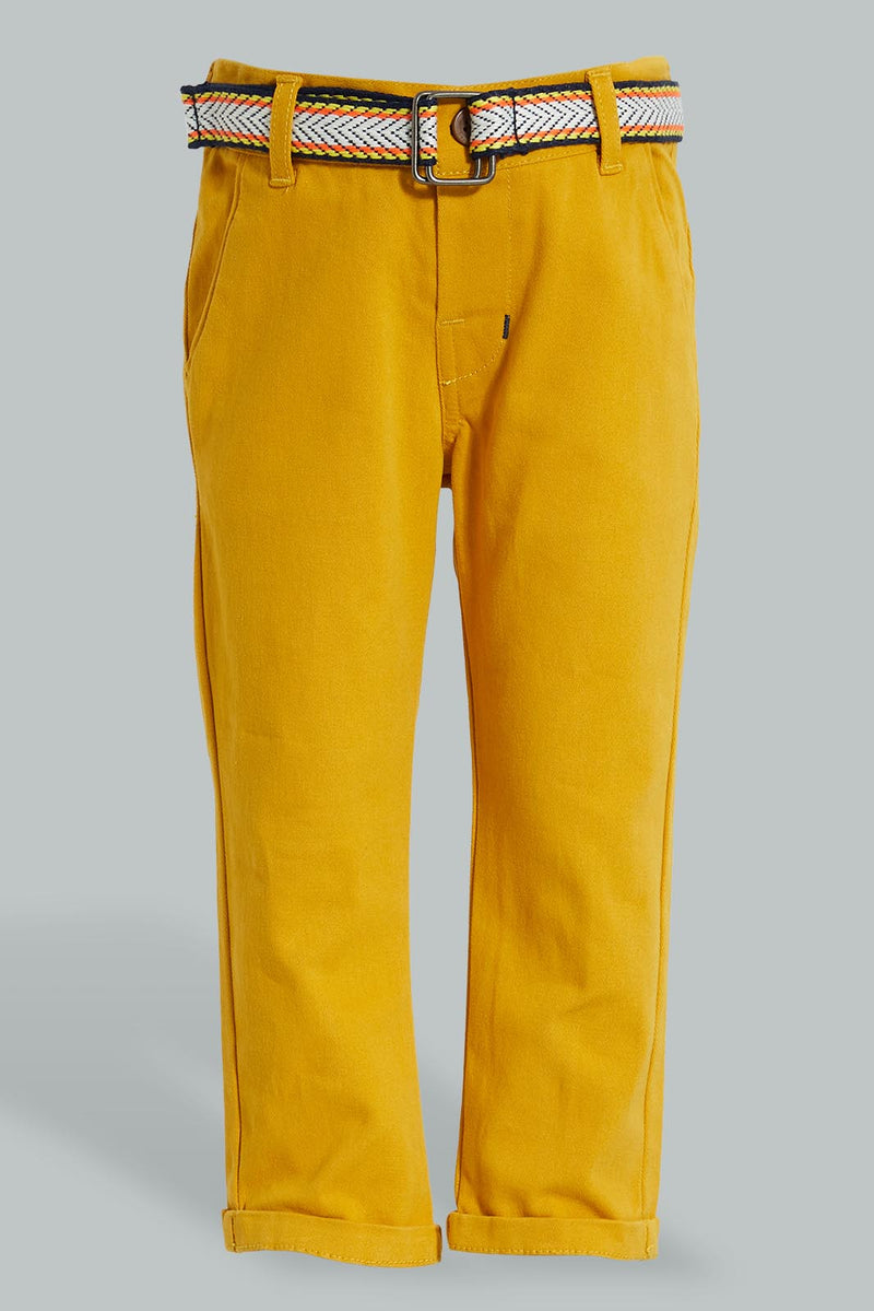 Redtag-Mustard-Belted-Casual-Trouser-Character,-Colour:Mustard,-Filter:Infant-Boys-(3-to-24-Mths),-Infant-Boys-Trousers,-New-In,-New-In-INB,-Non-Sale,-S22B,-Section:Kidswear,-TBL-Infant-Boys-3 to 24 Months