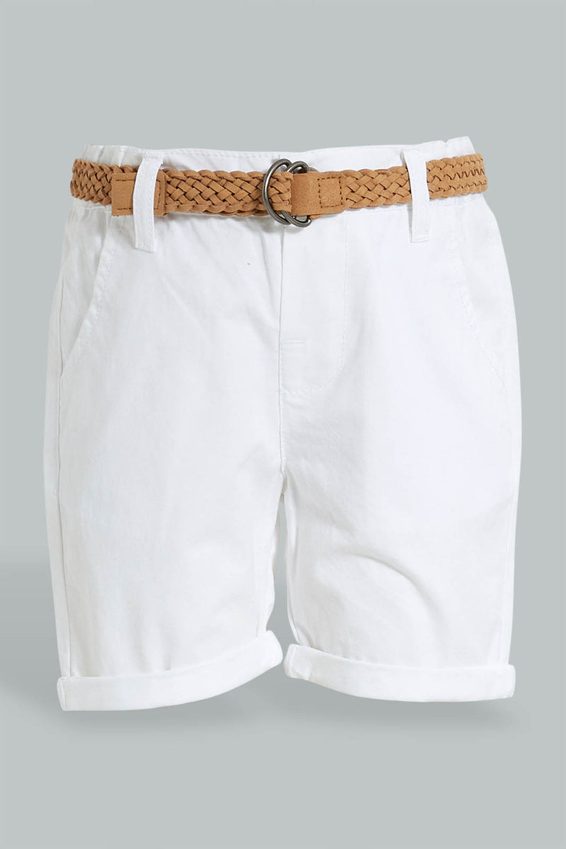 Redtag-White-Convass-Belt-Chino-Short-Character,-Colour:White,-Filter:Infant-Boys-(3-to-24-Mths),-Infant-Boys-Shorts,-New-In,-New-In-INB,-Non-Sale,-S22B,-Section:Kidswear,-TBL-Infant-Boys-3 to 24 Months