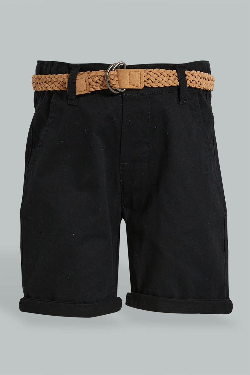 Redtag-Black-Convass-Belt-Chino-Short-Character,-Colour:Black,-Filter:Infant-Boys-(3-to-24-Mths),-Infant-Boys-Shorts,-New-In,-New-In-INB,-Non-Sale,-S22B,-Section:Kidswear,-TBL-Infant-Boys-3 to 24 Months