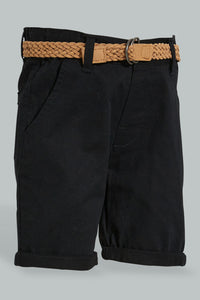 Redtag-Black-Convass-Belt-Chino-Short-Character,-Colour:Black,-Filter:Infant-Boys-(3-to-24-Mths),-Infant-Boys-Shorts,-New-In,-New-In-INB,-Non-Sale,-S22B,-Section:Kidswear,-TBL-Infant-Boys-3 to 24 Months