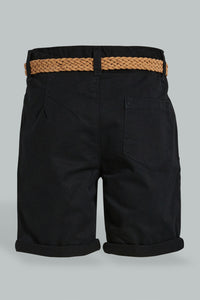 Redtag-Black-Convass-Belt-Chino-Short-Character,-Colour:Black,-Filter:Infant-Boys-(3-to-24-Mths),-Infant-Boys-Shorts,-New-In,-New-In-INB,-Non-Sale,-S22B,-Section:Kidswear,-TBL-Infant-Boys-3 to 24 Months