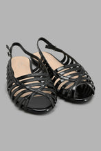 Load image into Gallery viewer, Redtag-Black-Patent-Strappy-Slingback-Slingbacks-Women&#39;s-
