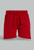 Redtag-Red-Slub-Jersey-Active-Short-Active-Shorts-Infant-Boys-3 to 24 Months