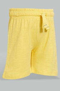 Redtag-Yellow-Slub-Jersey-Active-Short-Active-Shorts-Infant-Boys-3 to 24 Months