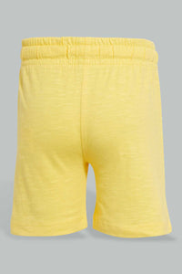 Redtag-Yellow-Slub-Jersey-Active-Short-Active-Shorts-Infant-Boys-3 to 24 Months