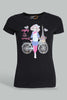 Redtag-Black-Graphic-T-Shirt-Cropped-Tops-Senior-Girls-9 to 14 Years