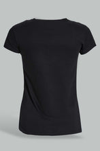 تنزيل الصورة على معرض الصور، Redtag-Black-Graphic-T-Shirt-Cropped-Tops-Senior-Girls-9 to 14 Years
