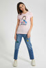 Redtag-Pink-Graphic-T-Shirt-Cropped-Tops-Senior-Girls-9 to 14 Years