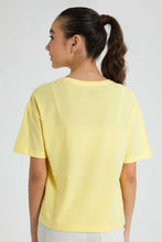 Load image into Gallery viewer, Redtag-Yellow-Emboss-Top-Cropped-Tops-Senior-Girls-9 to 14 Years
