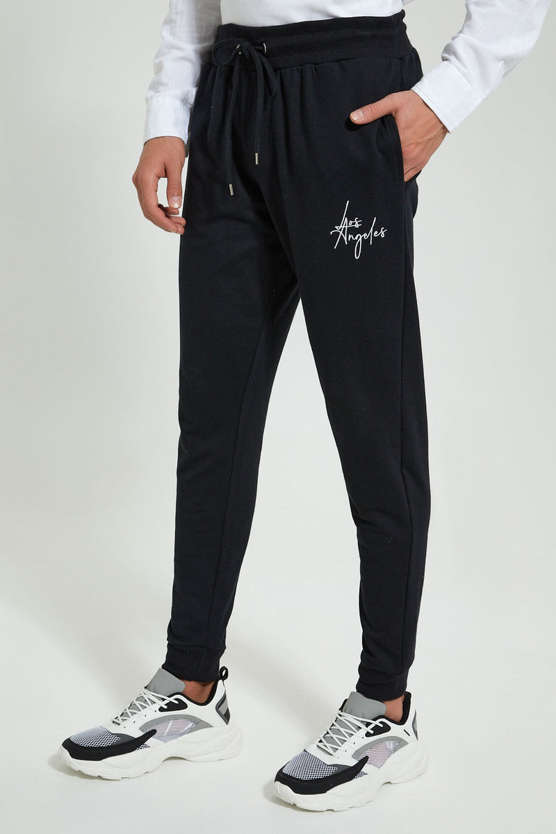 Redtag-Black-Signature-Jog-Pant-Joggers-Men's-