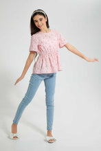 Load image into Gallery viewer, Redtag-Floral-Peplum-Top-Blouses-Senior-Girls-9 to 14 Years
