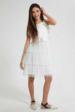 Load image into Gallery viewer, Redtag-White-Dobby-Layered-Dress-Dresses-Senior-Girls-9 to 14 Years
