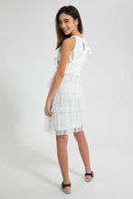 Load image into Gallery viewer, Redtag-White-Dobby-Layered-Dress-Dresses-Senior-Girls-9 to 14 Years
