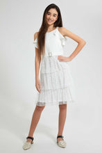 Load image into Gallery viewer, Redtag-White-Dobby-Layered-Dress-Dresses-Senior-Girls-9 to 14 Years
