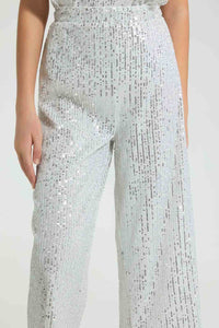 Redtag-Silver-Sequin-Trouser-Cargo-Pants-Senior-Girls-9 to 14 Years