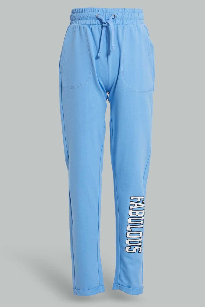 Redtag-Blue-Basic-Track-Pant-Joggers-Senior-Girls-9 to 14 Years